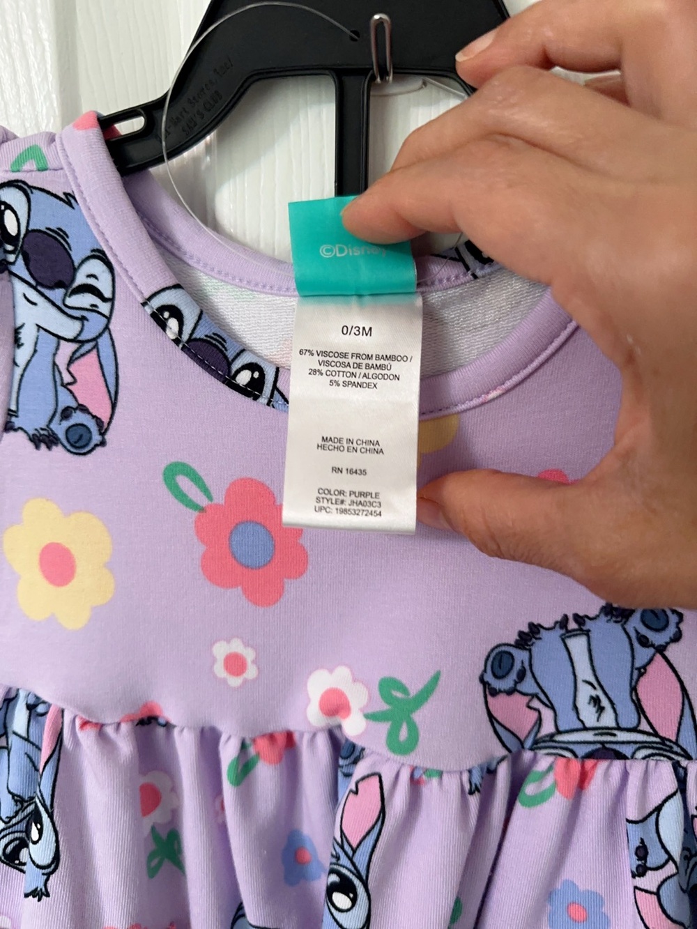 Disney Stitch Baby Girl Viscose Bamboo French Terry Floral  Dress And Panty Set - Picture 8 of 10